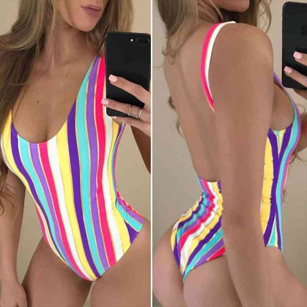 summer women backless high waist one piece beach swimsuit bathing monokini push up rainbow striped bikini, White;black
summer women backless high waist one piece beach swimsuit bathing monokini push up rainbow striped bikini, White;black