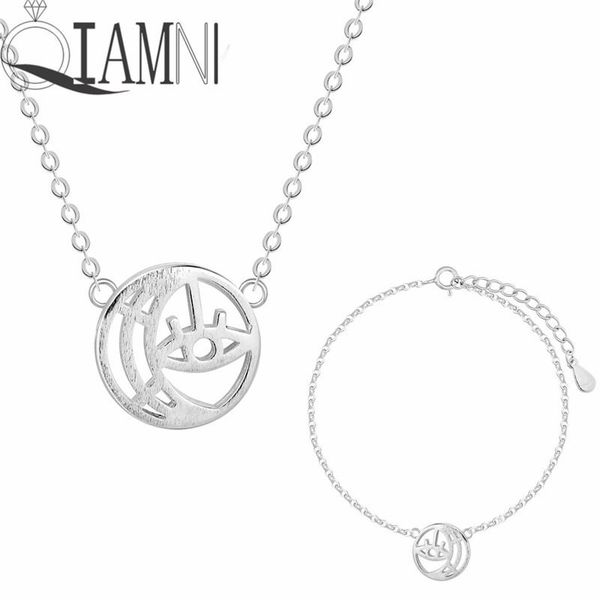 QIAMNI Lovely Round Eye Moon Geometric Chains Bracelet Necklace Party Christmas Gift Jewelry Set, Silver
QIAMNI Lovely Round Eye Moon Geometric Chains Bracelet Necklace Party Christmas Gift Jewelry Set, Silver