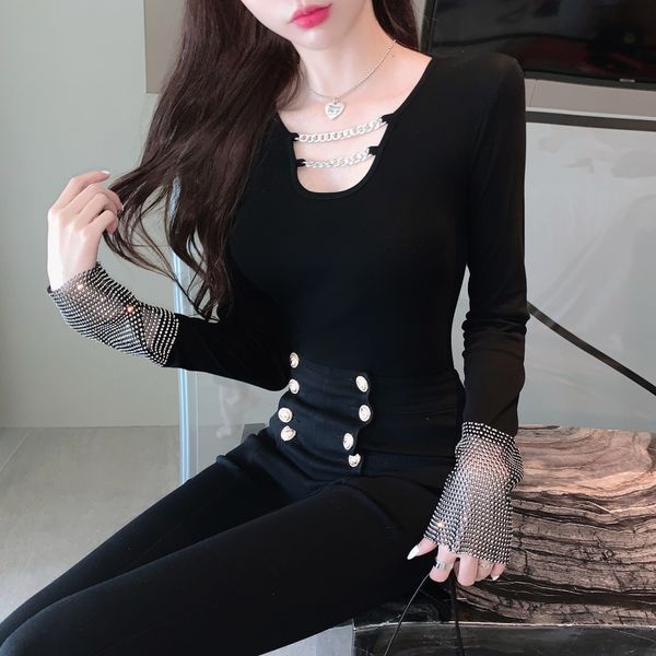 2020 autumn new slim fit short bottoming shirt carefully machine inlaid drill splicing long sleeve chain t-shirt for women
2020 autumn new slim fit short bottoming shirt carefully machine inlaid drill splicing long sleeve chain t-shirt for women