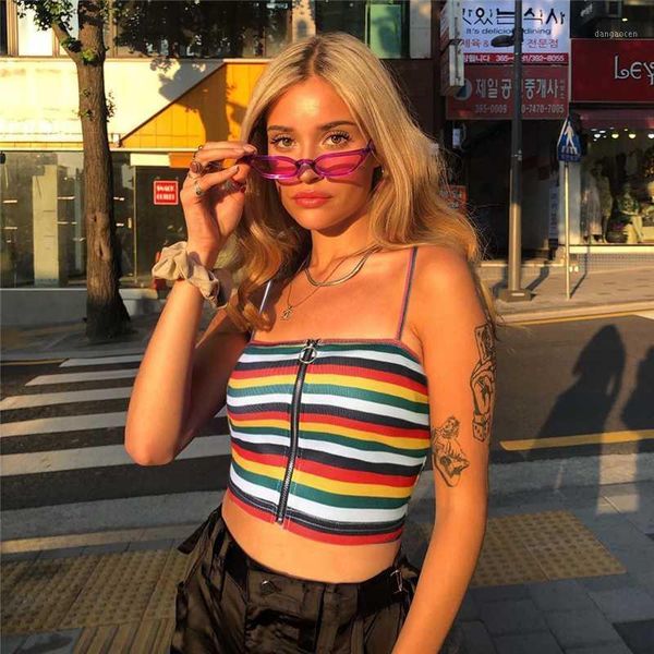 2019 fashion women summer rainbow stripe bandage crop elegant zipper tank off shoulder vest ladies tunique femme streetwear1, White
2019 fashion women summer rainbow stripe bandage crop elegant zipper tank off shoulder vest ladies tunique femme streetwear1, White