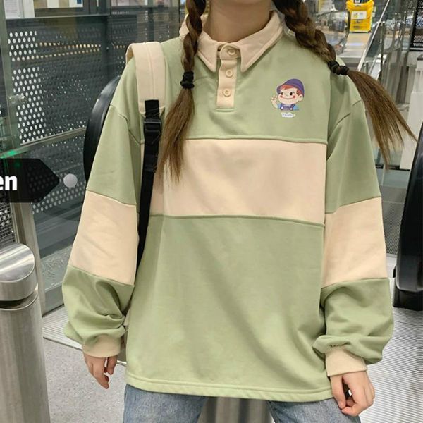2020 autumn winter women's sweatshirts korean casual cartoon print preppy style patchwork loose oversized women sweatshirt1, Black
2020 autumn winter women's sweatshirts korean casual cartoon print preppy style patchwork loose oversized women sweatshirt1, Black