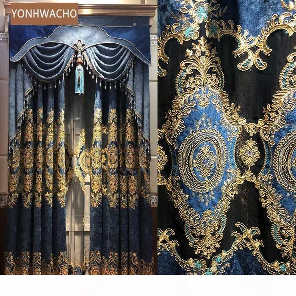 custom curtain european living room chenille embroidery hollow blue cloth blackout curtain valance tulle panel c341
custom curtain european living room chenille embroidery hollow blue cloth blackout curtain valance tulle panel c341