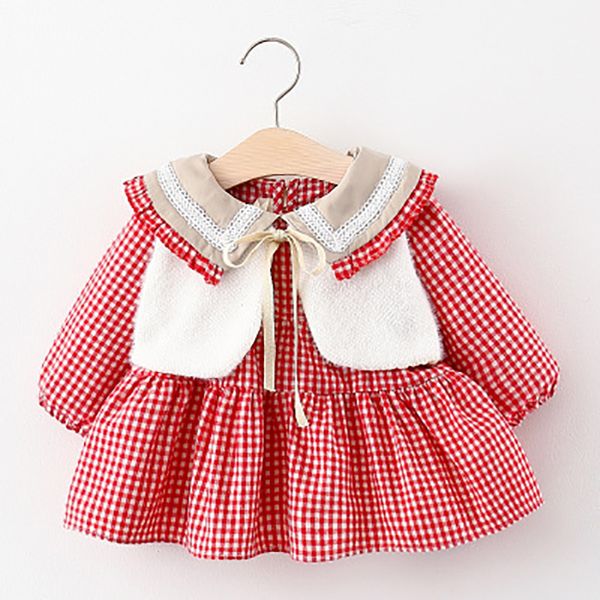 baby girls dress autumn winter kids long sleeve plaid printed dress+white vest 2pcs suit kids clothes 1023, Red;yellow
baby girls dress autumn winter kids long sleeve plaid printed dress+white vest 2pcs suit kids clothes 1023, Red;yellow