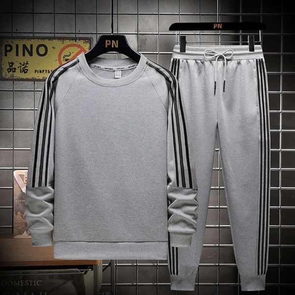 leisure sports suit autumn winter men's long sleeve pants 2-piece sportswear, Gray 
leisure sports suit autumn winter men's long sleeve pants 2-piece sportswear, Gray