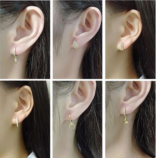 stud mini cz cartilage earrings ear buckle for women trendy circle square cute moon butterfly hoops huggies jewelry, Golden;silver
stud mini cz cartilage earrings ear buckle for women trendy circle square cute moon butterfly hoops huggies jewelry, Golden;silver