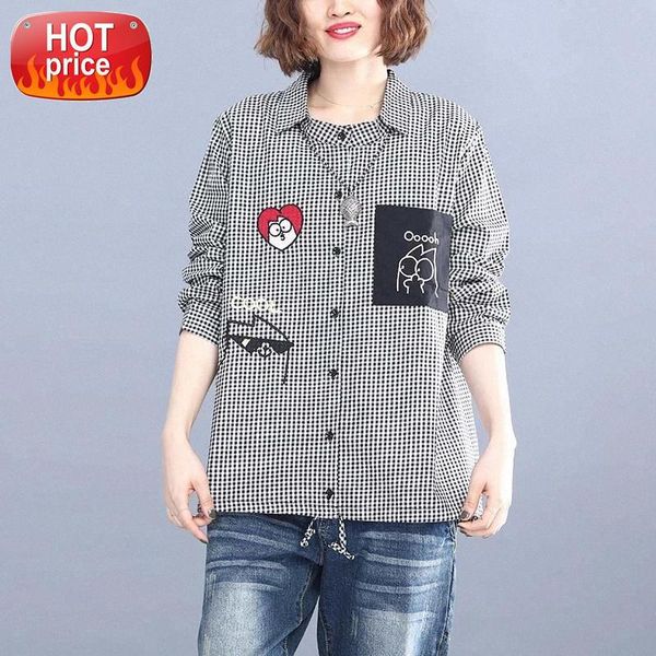 2020 art plus size loose cotton and linen plaid lapel ladies long-sleeved shirt all-match casual plaid plus size clothing #o77n, White
2020 art plus size loose cotton and linen plaid lapel ladies long-sleeved shirt all-match casual plaid plus size clothing #o77n, White