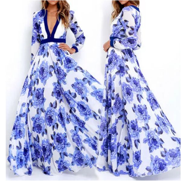 new blue women 2020 deep v neck boho floral dress long sleeve beach evening party maxi long dresses, Black;gray
new blue women 2020 deep v neck boho floral dress long sleeve beach evening party maxi long dresses, Black;gray
