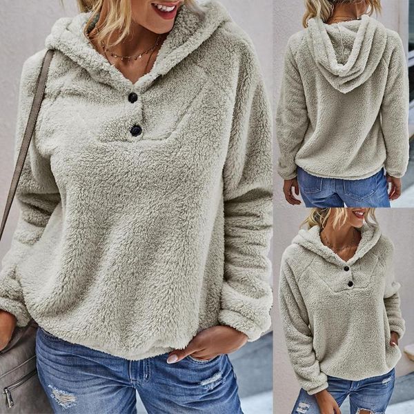 new women casual warm fleece plush solid color long sleeve hooded sweatshirt hoodie blouse, White;black
new women casual warm fleece plush solid color long sleeve hooded sweatshirt hoodie blouse, White;black
