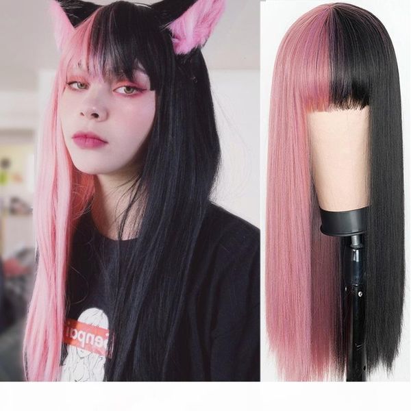 pink and black wig long straight hair cosplay wig two tone ombre color women hair wigs, Black;brown
pink and black wig long straight hair cosplay wig two tone ombre color women hair wigs, Black;brown
