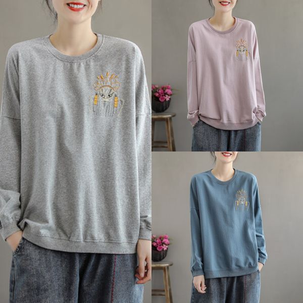 guca autumn 2020 new face makeup embroidery long embroidery clothing t-shirt clothing sleeve t-shirt literary loose large round neck sweater, White
guca autumn 2020 new face makeup embroidery long embroidery clothing t-shirt clothing sleeve t-shirt literary loose large round neck sweater, White