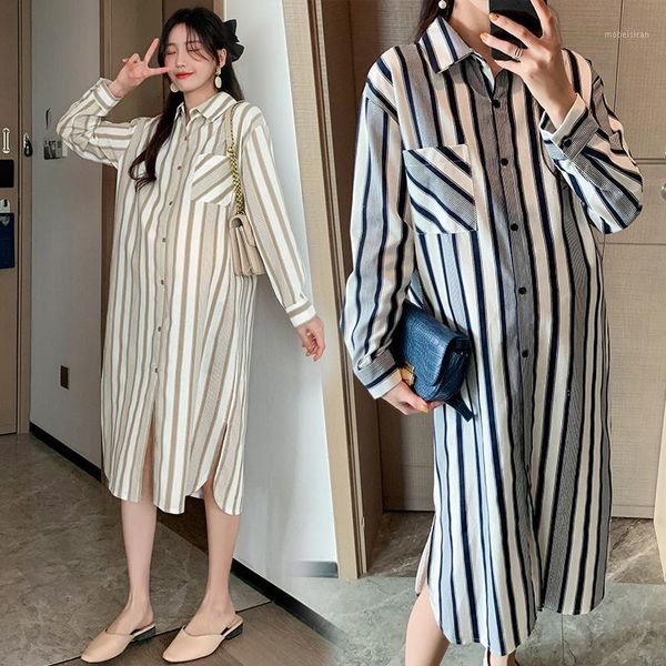 6118# vertical stripes maternity long blouses dress autumn long sleeve straight loose clothes for pregnant women pregnancy dress1, White
6118# vertical stripes maternity long blouses dress autumn long sleeve straight loose clothes for pregnant women pregnancy dress1, White