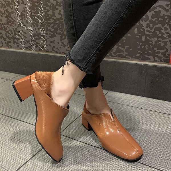 fur heel cover ankle bare square toe ankle boots women winter new fashion casual shoes slip on brown breathable shoes, Black
fur heel cover ankle bare square toe ankle boots women winter new fashion casual shoes slip on brown breathable shoes, Black