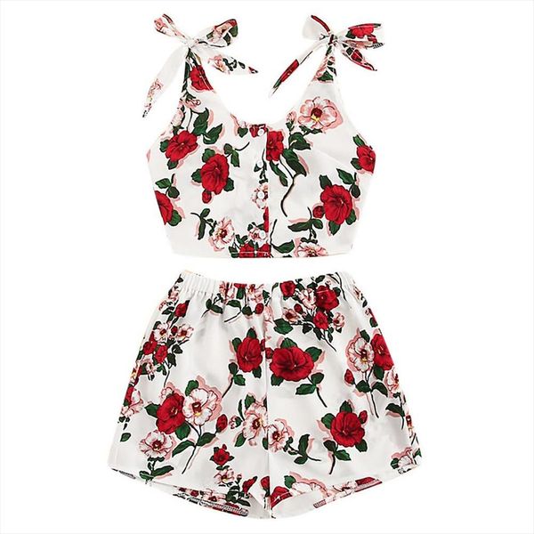 2pcs new fashion summer women casual floral print knot crop vest shorts set ladies beach suit for 2019, Gray
2pcs new fashion summer women casual floral print knot crop vest shorts set ladies beach suit for 2019, Gray