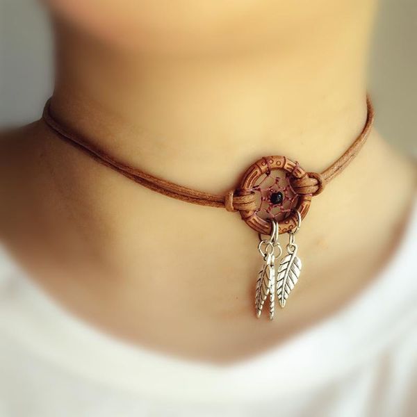 pendant necklaces short chocker necklace handmade dream catcher with alloy feather gift for her, Silver
pendant necklaces short chocker necklace handmade dream catcher with alloy feather gift for her, Silver