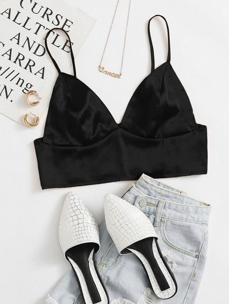 shirred back satin bralette d9ew#, White