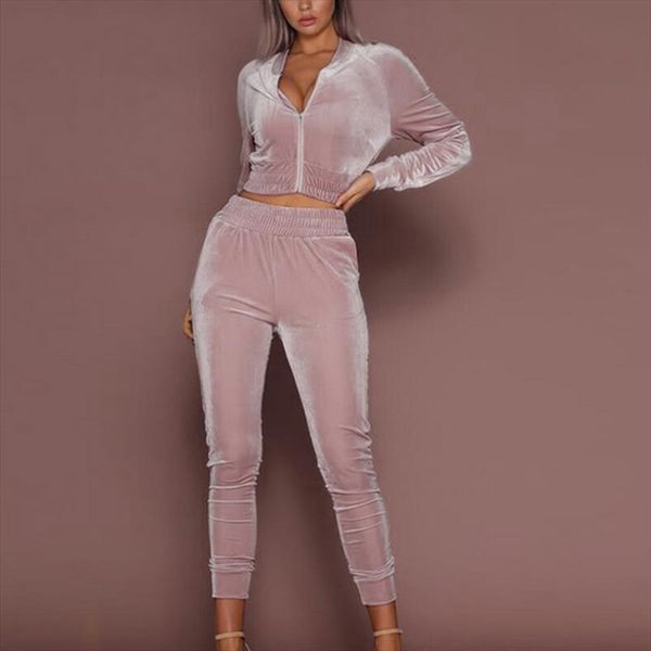 women velvet thin hoodies sweatshirt pants tracksuit midriff zipper 2 pieces set smooth female crop pullover trousers suits, Gray
women velvet thin hoodies sweatshirt pants tracksuit midriff zipper 2 pieces set smooth female crop pullover trousers suits, Gray
