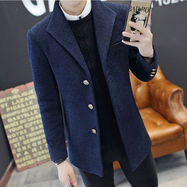 autumn and winter korean woollen windbreaker men's medium length casual woolen youth coat, Tan;black
autumn and winter korean woollen windbreaker men's medium length casual woolen youth coat, Tan;black