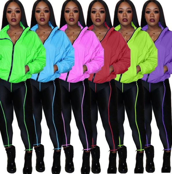 designers women sportswear fluorescent solid color tracksuits long sleeve zipper jacket coats pants two piece outfits sports suit f110602, White
designers women sportswear fluorescent solid color tracksuits long sleeve zipper jacket coats pants two piece outfits sports suit f110602, White