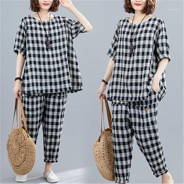 2020 cotton and linen plaid was thin loose waist skirt + cover meat elastic waist cropped pants fashion suit female h00581, White
2020 cotton and linen plaid was thin loose waist skirt + cover meat elastic waist cropped pants fashion suit female h00581, White