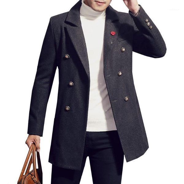 woolen coat mens lapel double breasted male autumn winter overcoat thick jackets british style medium-long trench wool&blends1, Black
woolen coat mens lapel double breasted male autumn winter overcoat thick jackets british style medium-long trench wool&blends1, Black