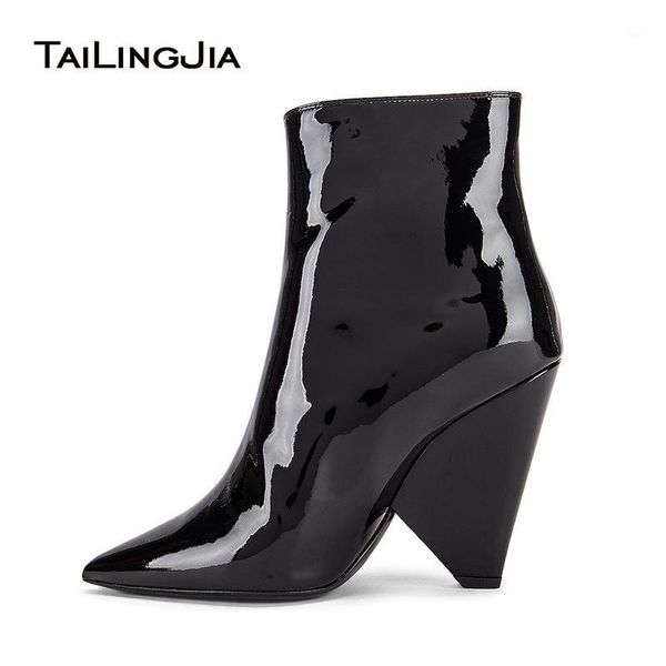 boots heteromorphic heel short for women pointed toe high heels black patent leather pu ladies zipper big size shoe1
boots heteromorphic heel short for women pointed toe high heels black patent leather pu ladies zipper big size shoe1