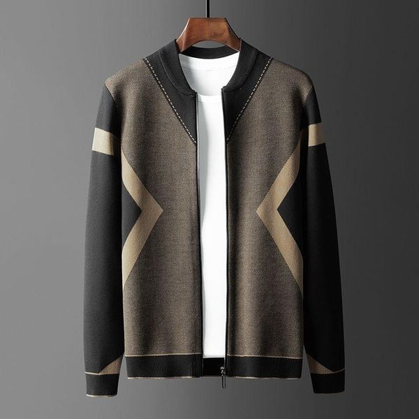 geometric contrast color fashion knitwear men's slim-fit stylish stand collar zipper cardigan sweater men's autumn new coat, White;black
geometric contrast color fashion knitwear men's slim-fit stylish stand collar zipper cardigan sweater men's autumn new coat, White;black
