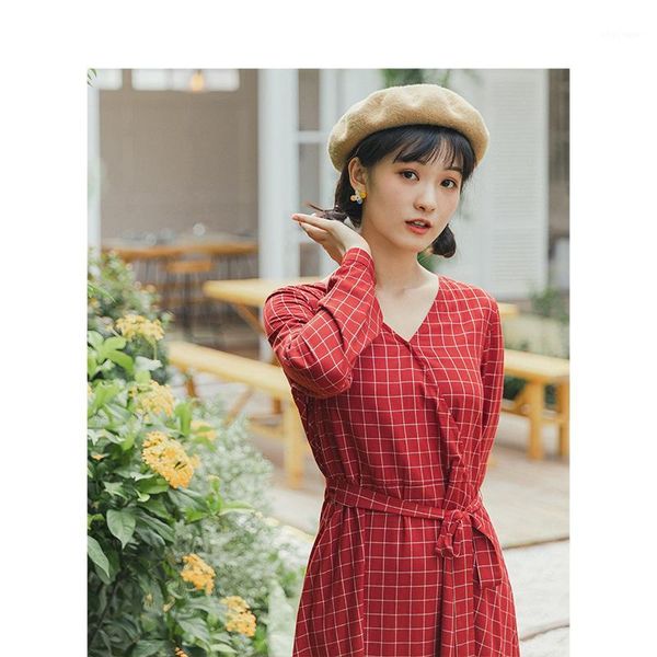 inman 2020 spring new arrival literary retro v-neck plaid with belt loose long sleeve women dress1, Black;gray
inman 2020 spring new arrival literary retro v-neck plaid with belt loose long sleeve women dress1, Black;gray