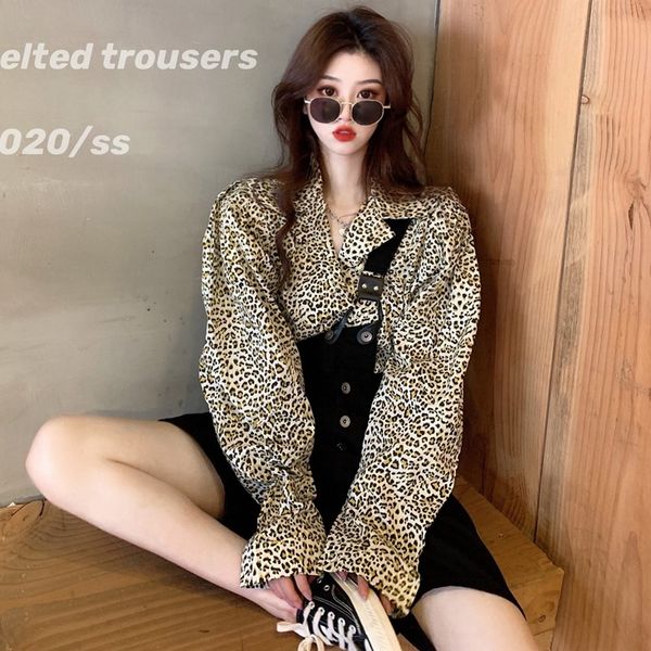 2020 summer new loose leopard print collar shirt + strap wide leg pants 2-piece fashion suit for women
2020 summer new loose leopard print collar shirt + strap wide leg pants 2-piece fashion suit for women