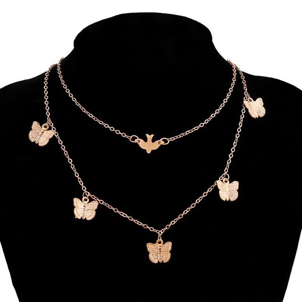 new fashion double layer butterfly peace dove chain necklaces for women girl valentine's day jewelry berloques, Silver
new fashion double layer butterfly peace dove chain necklaces for women girl valentine's day jewelry berloques, Silver