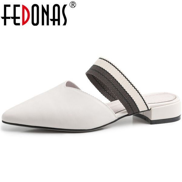 fedonas women genuine leather mary jane slippers thick heels mules pointed toe pumps summer sandals shoes woman 0928, Black
fedonas women genuine leather mary jane slippers thick heels mules pointed toe pumps summer sandals shoes woman 0928, Black