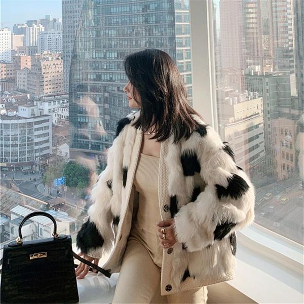 2020 new winter faux fur jacket women fashion dairy cow pattern plush splicing soft outerwear ladies coat streetwear cozy1, Black
2020 new winter faux fur jacket women fashion dairy cow pattern plush splicing soft outerwear ladies coat streetwear cozy1, Black