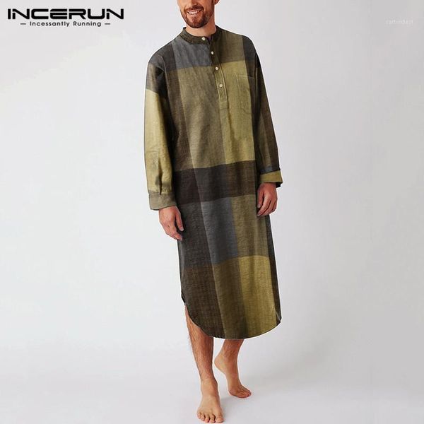 men's sleepwear man fashion plaid sleep robes cozy buttons incerun men long sleeve o neck nightwear loose cotton pockets nightgown 5xl1, Black;brown
men's sleepwear man fashion plaid sleep robes cozy buttons incerun men long sleeve o neck nightwear loose cotton pockets nightgown 5xl1, Black;brown