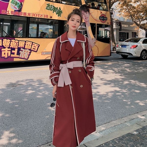 2021 new female blouse spring new korean long-style red seam loose fashion double-breasted trench coat 4x y02e, Black;brown
2021 new female blouse spring new korean long-style red seam loose fashion double-breasted trench coat 4x y02e, Black;brown