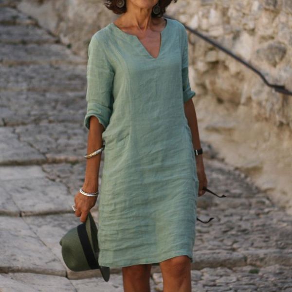 women casual a-line knee-length midi dress soft linen polyester assorted 3/4 sleeve solid color summer dress plus size 5xl, Black;gray
women casual a-line knee-length midi dress soft linen polyester assorted 3/4 sleeve solid color summer dress plus size 5xl, Black;gray