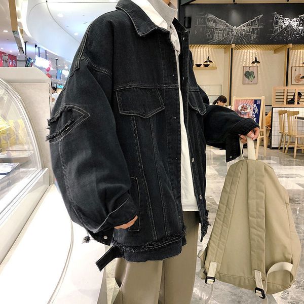 ripped men's fashion solid color casual retro denim jackets mens streetwear wild loose hip hop bomber jacket men, Black
ripped men's fashion solid color casual retro denim jackets mens streetwear wild loose hip hop bomber jacket men, Black
