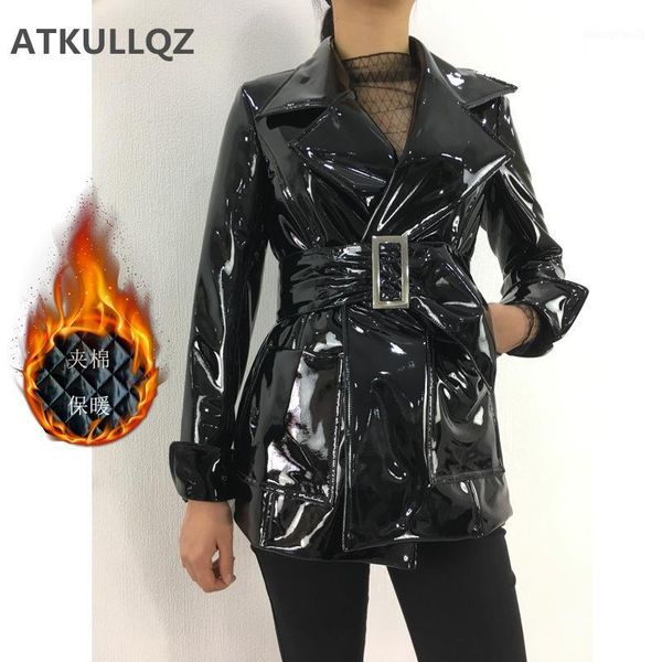 women's leather & faux winter thickening women long section of patent glossy pu female slim suit jacket lapel women's clothing1, Black
women's leather & faux winter thickening women long section of patent glossy pu female slim suit jacket lapel women's clothing1, Black