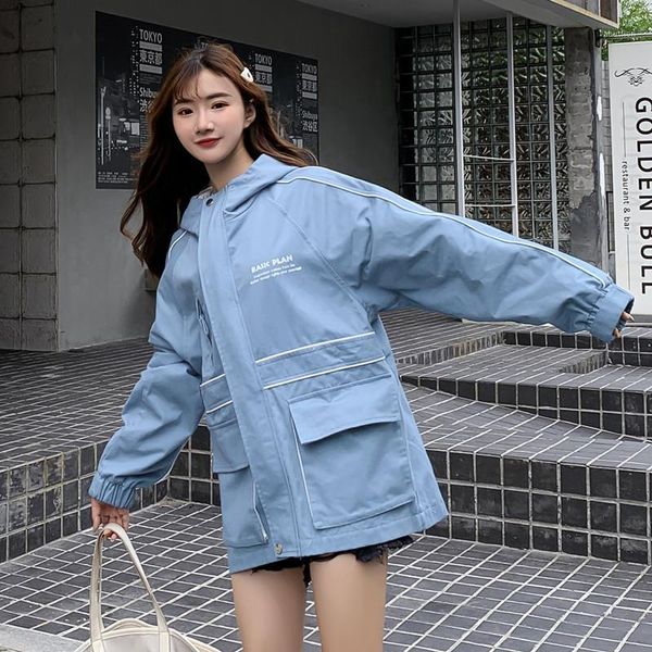 women's jackets 2021 autumn blue women jacket long sleeve loose coat hooded patchwork baggy casual peppy style big pockets female outwe, Black;brown
women's jackets 2021 autumn blue women jacket long sleeve loose coat hooded patchwork baggy casual peppy style big pockets female outwe, Black;brown