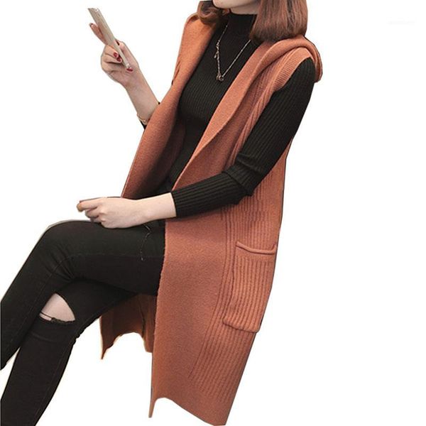 tide new autumn temperament long hooded jacket coat sweater cardigan women outwear sleeveless knitted female coat femme sweater1, White
tide new autumn temperament long hooded jacket coat sweater cardigan women outwear sleeveless knitted female coat femme sweater1, White