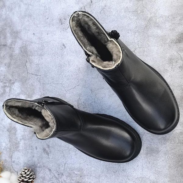 boots winter women natural wool woman snow 100% genuine leather women's on the platform female shoes, Black
boots winter women natural wool woman snow 100% genuine leather women's on the platform female shoes, Black