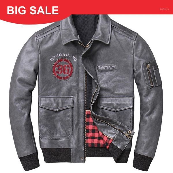 2020 vintage grey men uasf pilot leather jacket plus size xxxxl genuine cowhide spring slim fit leather coat1, Black
2020 vintage grey men uasf pilot leather jacket plus size xxxxl genuine cowhide spring slim fit leather coat1, Black