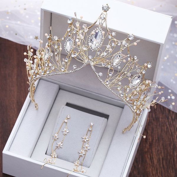 bride gold new hair wedding dress with accessories european hand-made headdress crown earrings, Silver
bride gold new hair wedding dress with accessories european hand-made headdress crown earrings, Silver