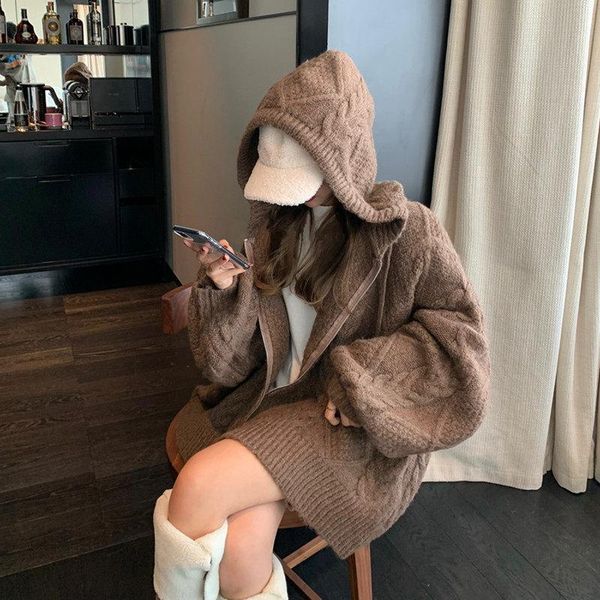 women's knits & tees knitting sweater women winter warm cardigan hooded 2021 outwear kntting coats loose design, White
women's knits & tees knitting sweater women winter warm cardigan hooded 2021 outwear kntting coats loose design, White