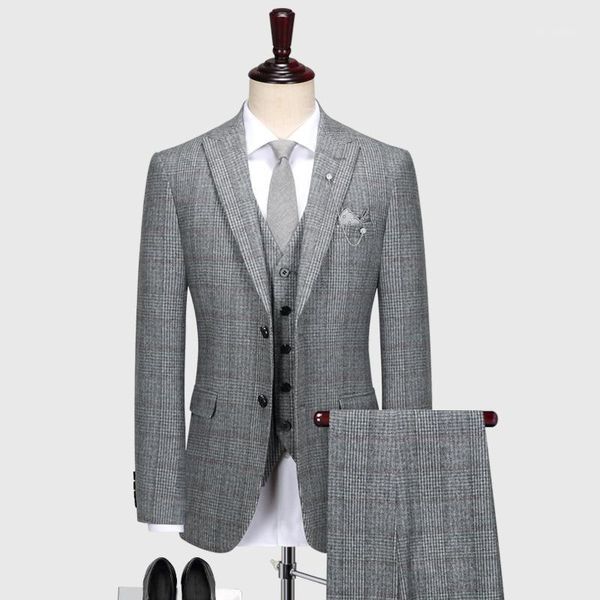 men's suits & blazers 60% wool mens suit set grey plaid autumn winter thicken blazer pant plus size man wedding groom business wear gra, White;black
men's suits & blazers 60% wool mens suit set grey plaid autumn winter thicken blazer pant plus size man wedding groom business wear gra, White;black