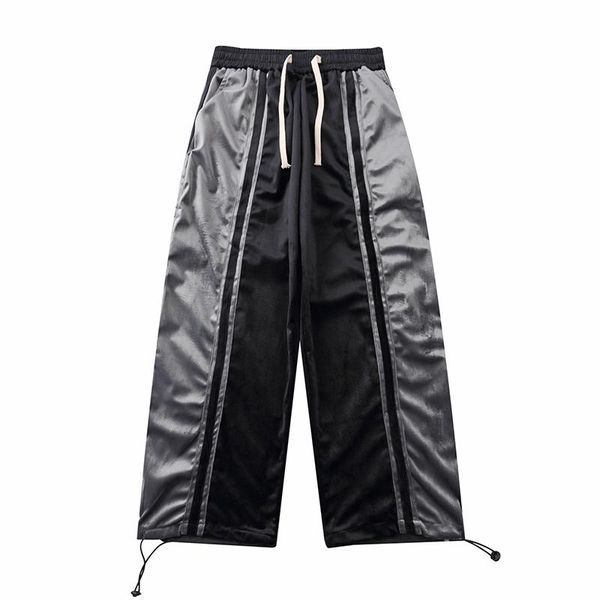 men's pants side striped wide leg men streetwear loose contrast stitch straight mens fashion casual trousers, Black
men's pants side striped wide leg men streetwear loose contrast stitch straight mens fashion casual trousers, Black
