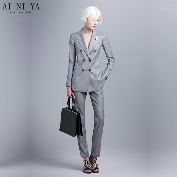 womens business suits light gray double breasted long sleeve female trouser suits 2 piece sets office uniform style1, White
womens business suits light gray double breasted long sleeve female trouser suits 2 piece sets office uniform style1, White