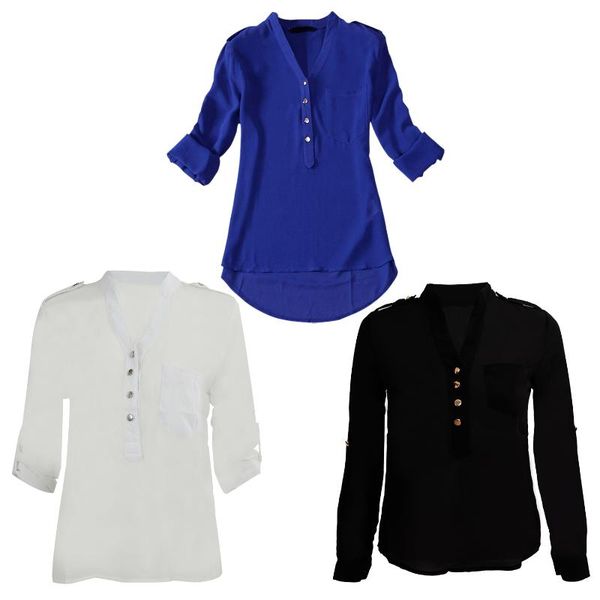 autumn women's dark blue v-neck chiffon ladies long sleeve loose shirts blouses s, White
autumn women's dark blue v-neck chiffon ladies long sleeve loose shirts blouses s, White