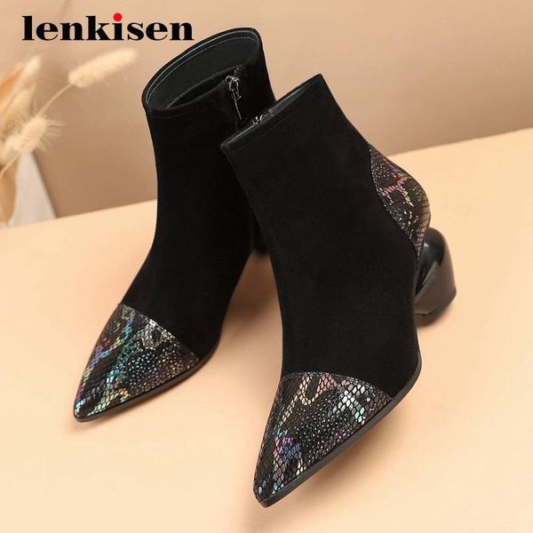 lenkisen new arrival sheep leather patchwork high fashion pointed toe high strange heel zipper beauty lady cozy ankle boots l2f6, Black
lenkisen new arrival sheep leather patchwork high fashion pointed toe high strange heel zipper beauty lady cozy ankle boots l2f6, Black