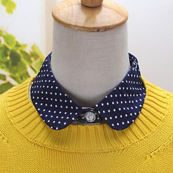 women pure color wave point pattern lapel choker necklace shirt fake false collar qylhca, White 
women pure color wave point pattern lapel choker necklace shirt fake false collar qylhca, White