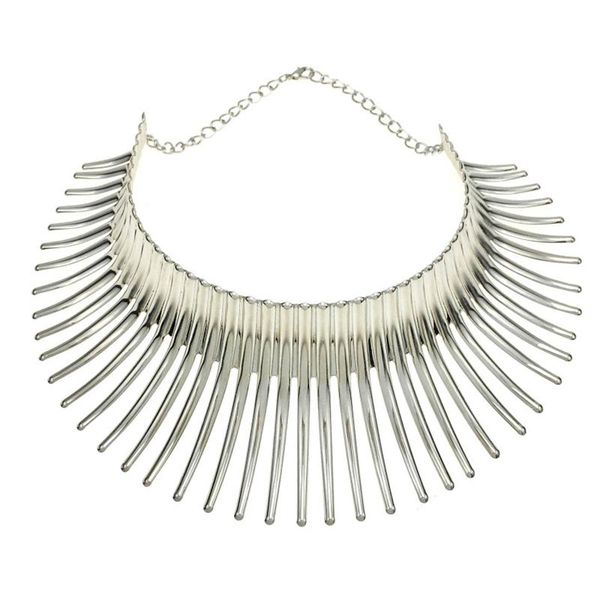 women's big african necklace style bending alloy big thorn statement collar choker, Silver
women's big african necklace style bending alloy big thorn statement collar choker, Silver