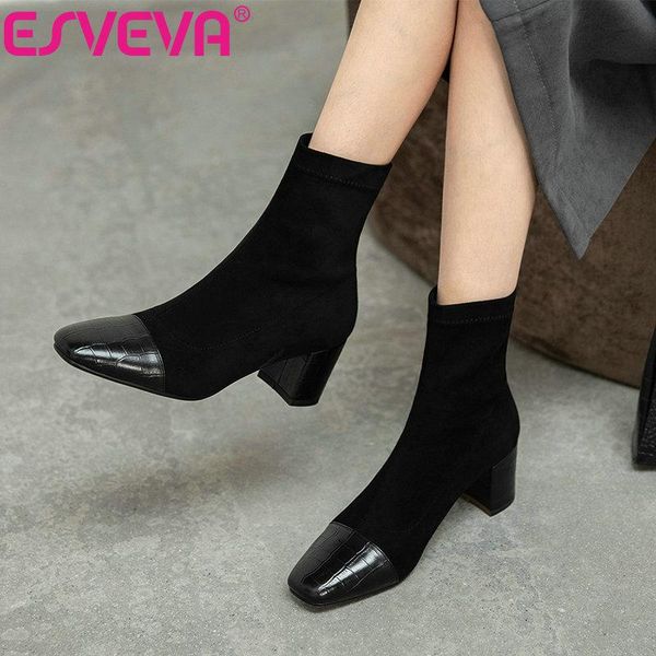 esveva 2021 pu+flock ankle boots women boots winter women shoes pointed toe square high heel slip on size 34-43, Black
esveva 2021 pu+flock ankle boots women boots winter women shoes pointed toe square high heel slip on size 34-43, Black